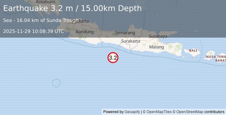 Earthquake JAVA, INDONESIA (3.2 m) (2025-11-29 10:08:39 UTC)