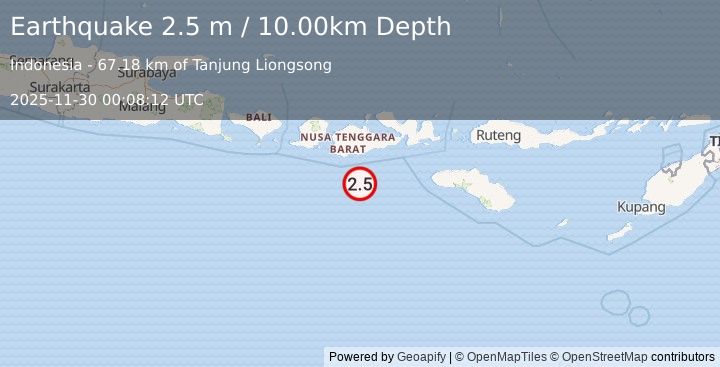 Earthquake SUMBAWA REGION, INDONESIA (2.5 m) (2025-11-30 00:08:12 UTC)