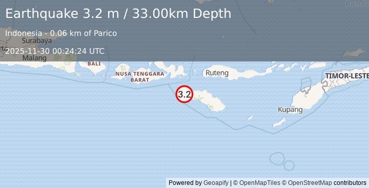 Earthquake SUMBA REGION, INDONESIA (3.2 m) (2025-11-30 00:24:24 UTC)