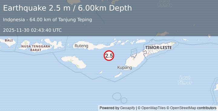 Earthquake SAVU SEA (2.5 m) (2025-11-30 02:43:40 UTC)