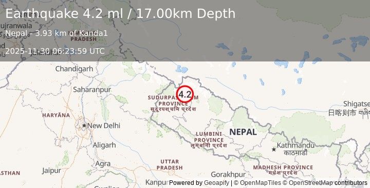 Earthquake NEPAL (4.2 m) (2025-11-30 06:24:03 UTC)
