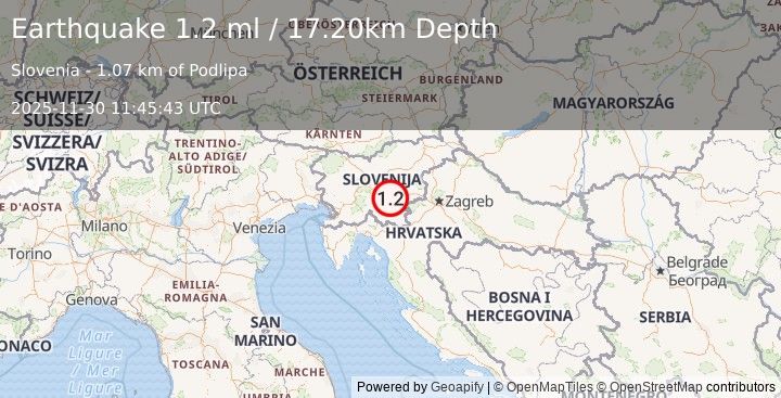 Earthquake SLOVENIA (1.2 ml) (2025-11-30 11:45:43 UTC)