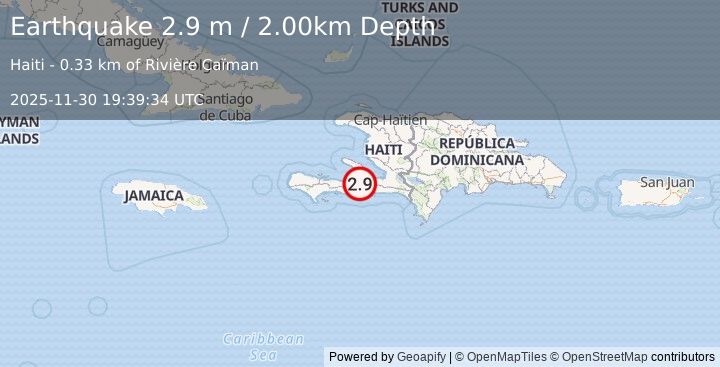 Earthquake HAITI REGION (2.9 m) (2025-11-30 19:39:34 UTC)