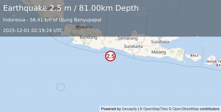 Earthquake JAVA, INDONESIA (2.5 m) (2025-12-01 02:19:24 UTC)