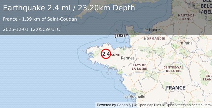 Earthquake FRANCE (2.4 ml) (2025-12-01 12:05:59 UTC)
