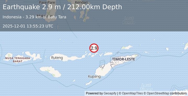 Earthquake BANDA SEA (2.9 m) (2025-12-01 13:55:23 UTC)