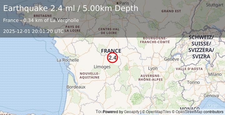Earthquake FRANCE (2.4 ml) (2025-12-01 20:01:20 UTC)