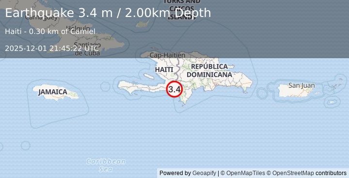 Earthquake HAITI REGION (3.4 m) (2025-12-01 21:45:22 UTC)