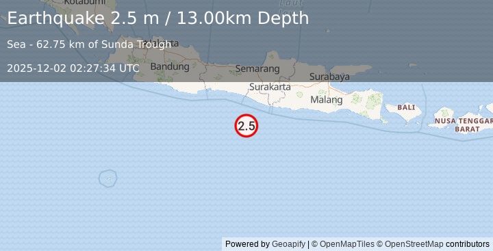 Earthquake JAVA, INDONESIA (2.5 m) (2025-12-02 02:27:34 UTC)