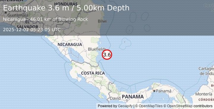 Earthquake NICARAGUA (3.6 m) (2025-12-02 05:23:05 UTC)