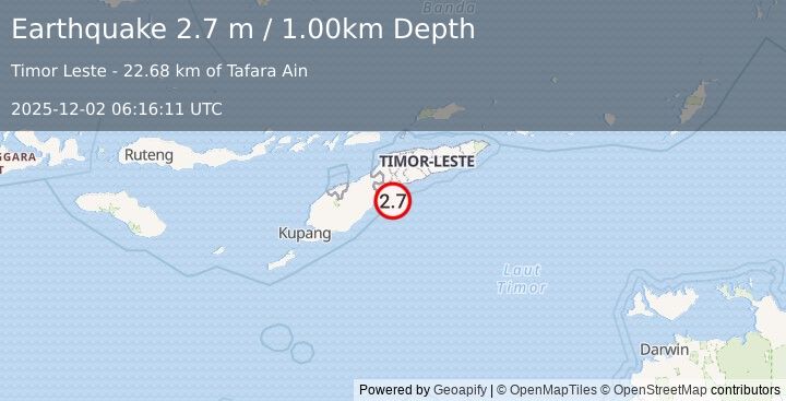 Earthquake EAST TIMOR REGION (2.7 m) (2025-12-02 06:16:11 UTC)