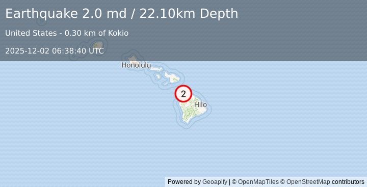 Earthquake HAWAII REGION, HAWAII (2.0 md) (2025-12-02 06:38:40 UTC)