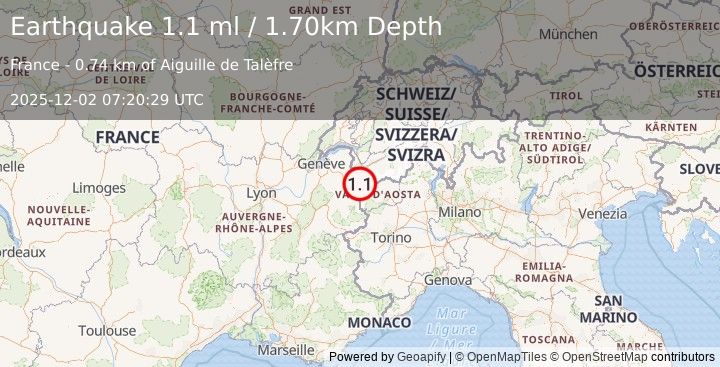 Earthquake FRANCE (1.1 ml) (2025-12-02 07:20:29 UTC)
