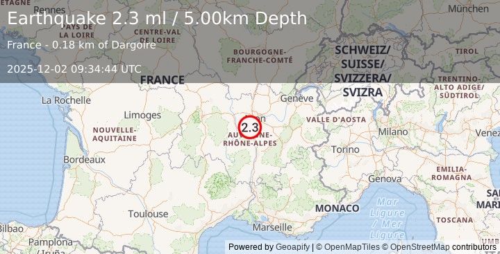 Earthquake FRANCE (2.3 ml) (2025-12-02 09:34:44 UTC)