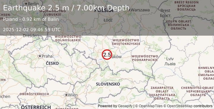 Earthquake POLAND (2.5 m) (2025-12-02 09:46:59 UTC)