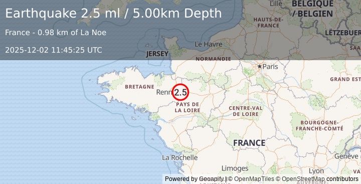 Earthquake FRANCE (2.5 ml) (2025-12-02 11:45:25 UTC)