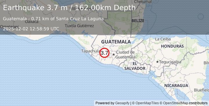 Earthquake GUATEMALA (3.7 m) (2025-12-02 12:58:59 UTC)