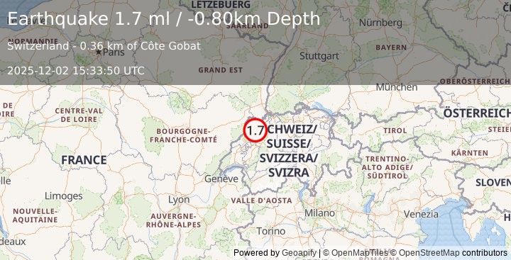 Earthquake SWITZERLAND (1.7 ml) (2025-12-02 15:33:50 UTC)