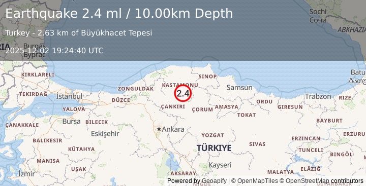 Earthquake CENTRAL TURKEY (2.4 ml) (2025-12-02 19:24:40 UTC)