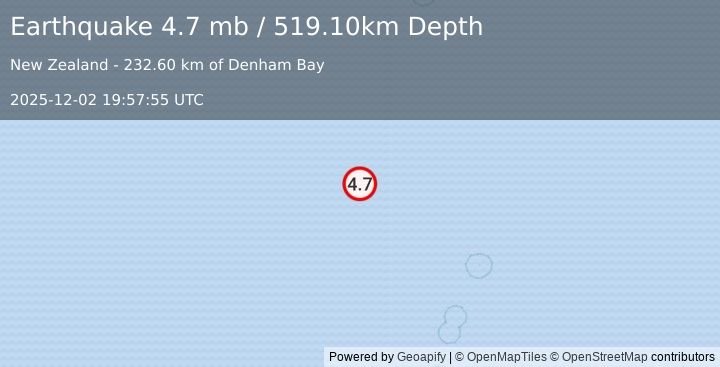 Earthquake KERMADEC ISLANDS REGION (4.7 mb) (2025-12-02 19:57:55 UTC)