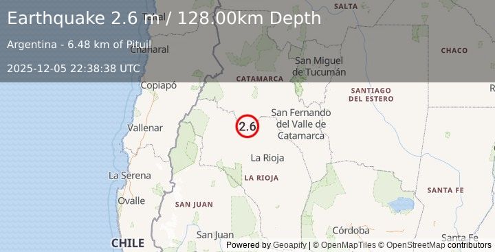 Earthquake LA RIOJA, ARGENTINA (2.6 m) (2025-12-05 22:38:38 UTC)