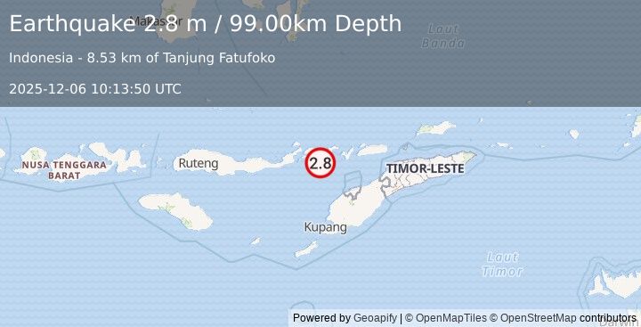 Earthquake FLORES REGION, INDONESIA (2.8 m) (2025-12-06 10:13:50 UTC)