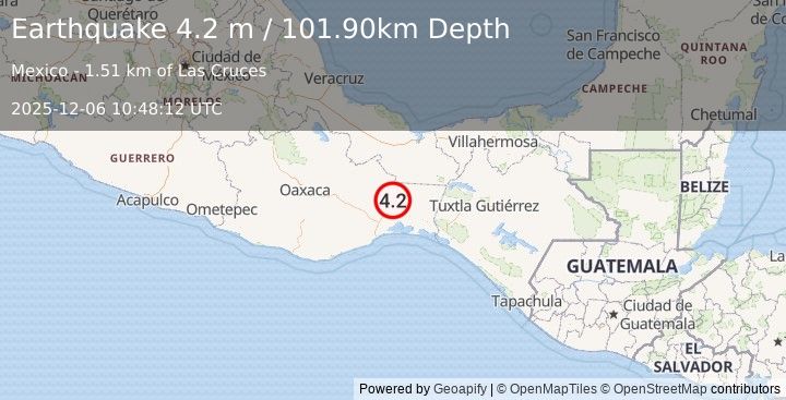 Earthquake OAXACA, MEXICO (4.2 m) (2025-12-06 10:48:12 UTC)