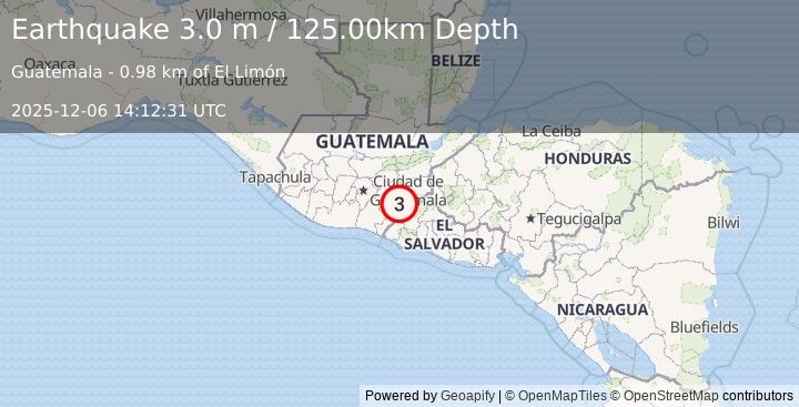 Earthquake OFFSHORE GUATEMALA (3.3 m) (2025-12-06 14:12:33 UTC)