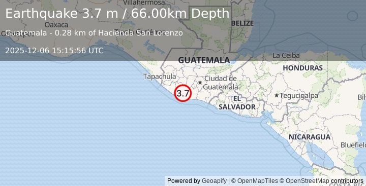 Earthquake GUATEMALA (3.7 m) (2025-12-06 15:15:56 UTC)