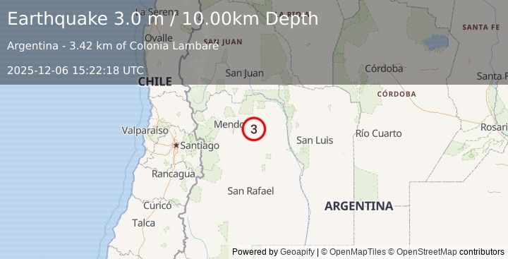 Earthquake MENDOZA, ARGENTINA (3.0 m) (2025-12-06 15:22:18 UTC)