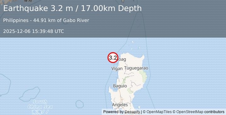 Earthquake LUZON, PHILIPPINES (3.2 m) (2025-12-06 15:39:48 UTC)