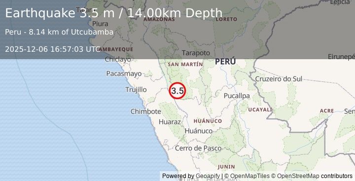 Earthquake CENTRAL PERU (3.5 m) (2025-12-06 16:57:03 UTC)