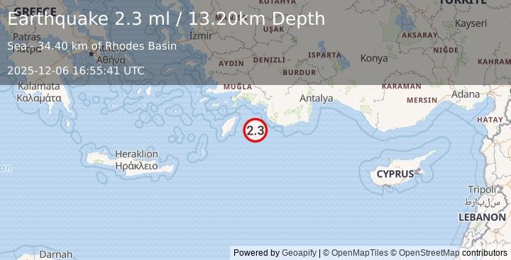 Earthquake DODECANESE IS.-TURKEY BORDER REG (2.4 ml) (2025-12-06 16:55:40 UTC)