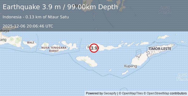 Earthquake FLORES REGION, INDONESIA (3.9 m) (2025-12-06 20:06:46 UTC)