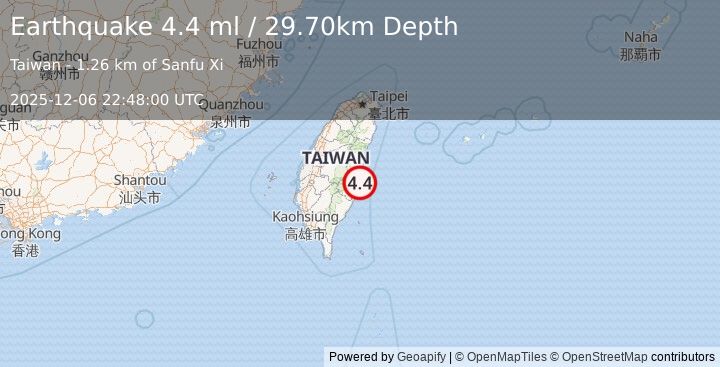 Earthquake TAIWAN (4.4 ml) (2025-12-06 22:48:00 UTC)