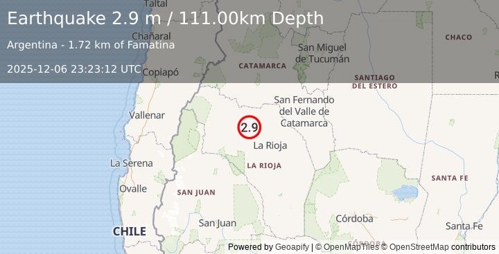 Earthquake LA RIOJA, ARGENTINA (2.9 m) (2025-12-06 23:23:12 UTC)