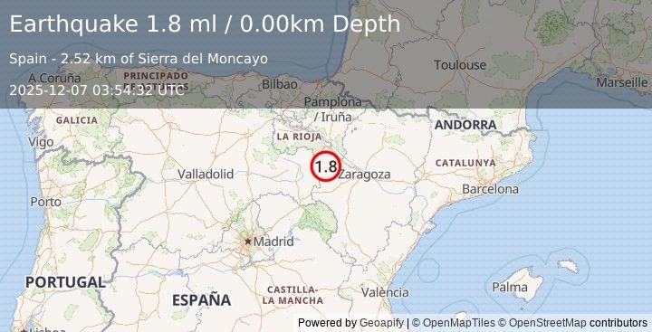 Earthquake SPAIN (1.8 ml) (2025-12-07 03:54:32 UTC)