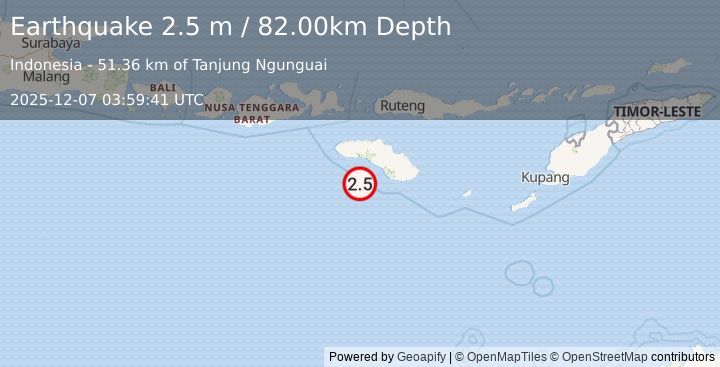 Earthquake SUMBA REGION, INDONESIA (2.5 m) (2025-12-07 03:59:41 UTC)
