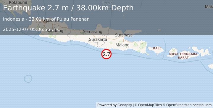 Earthquake JAVA, INDONESIA (2.7 m) (2025-12-07 05:06:56 UTC)