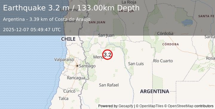 Earthquake MENDOZA, ARGENTINA (3.2 m) (2025-12-07 05:49:47 UTC)