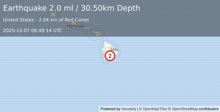 Earthquake ISLAND OF HAWAII, HAWAII (2.0 ml) (2025-12-07 06:49:14 UTC)