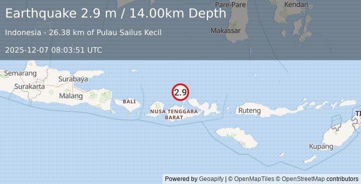 Earthquake BALI SEA (2.9 m) (2025-12-07 08:03:51 UTC)