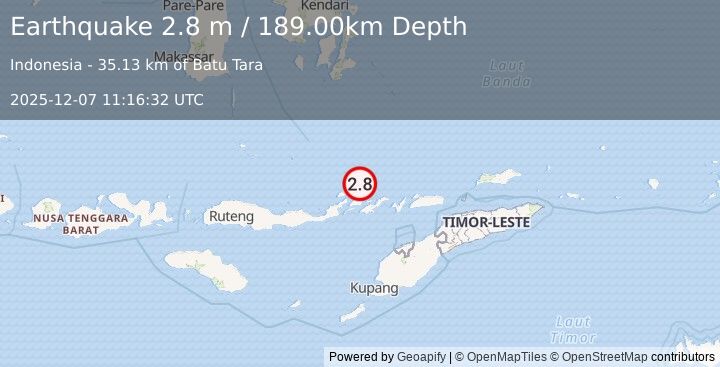 Earthquake BANDA SEA (2.8 m) (2025-12-07 11:16:32 UTC)