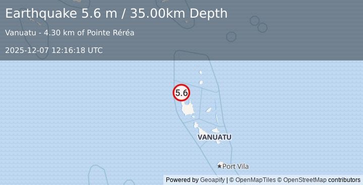 Earthquake VANUATU (5.4 mb) (2025-12-07 12:16:15 UTC)