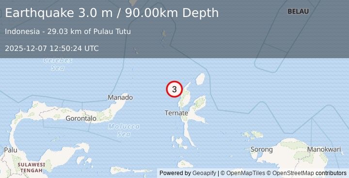 Earthquake HALMAHERA, INDONESIA (3.0 m) (2025-12-07 12:50:24 UTC)
