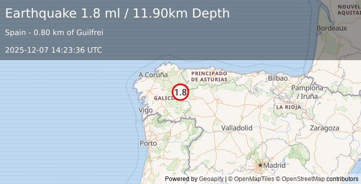 Earthquake SPAIN (1.8 ml) (2025-12-07 14:23:36 UTC)