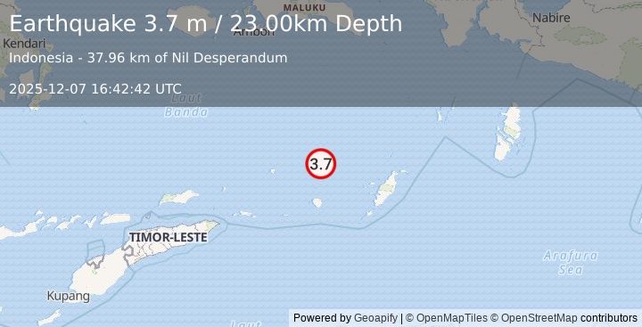 Earthquake BANDA SEA (3.7 m) (2025-12-07 16:42:42 UTC)