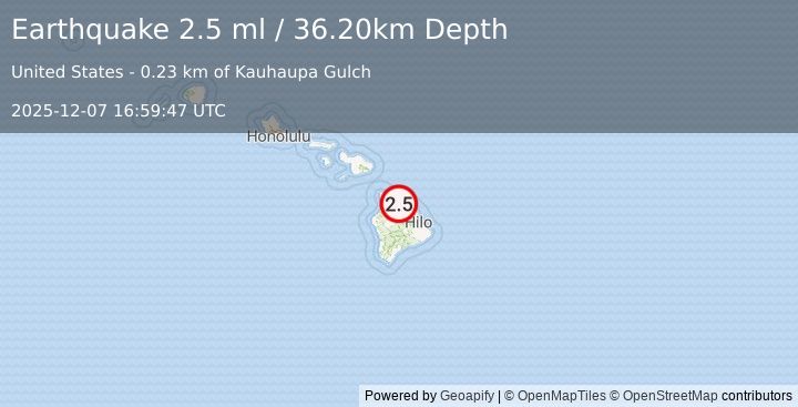 Earthquake HAWAII REGION, HAWAII (2.5 ml) (2025-12-07 16:59:47 UTC)