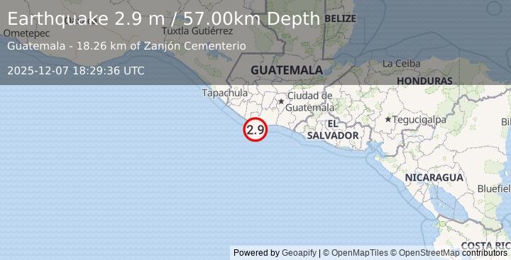 Earthquake OFFSHORE GUATEMALA (2.9 m) (2025-12-07 18:29:36 UTC)
