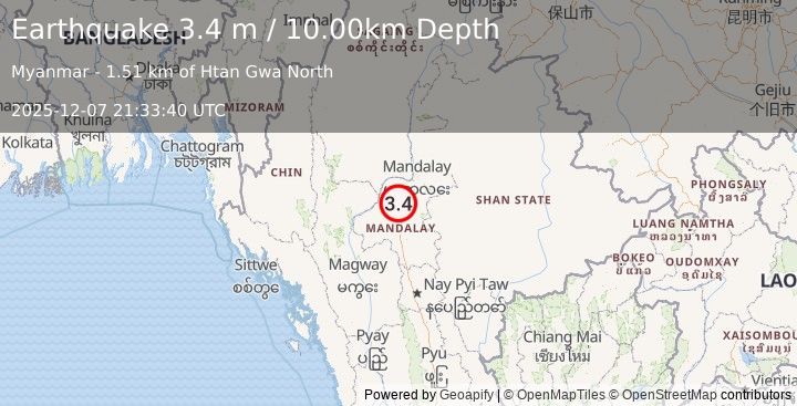 Earthquake MYANMAR (3.4 m) (2025-12-07 21:33:40 UTC)